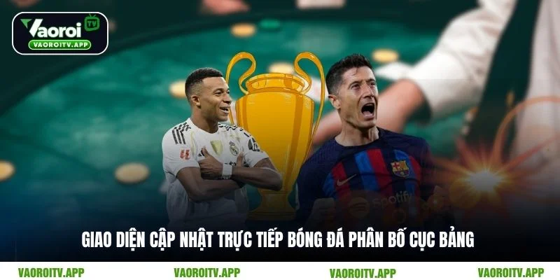 Giao diện cập nhật trực tiếp bóng đá phân bố cục bảng